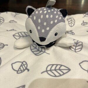ALIPIS Grey and White Fox Baby Lovey Blanket Teething Ring Small 10"x10" Nunu